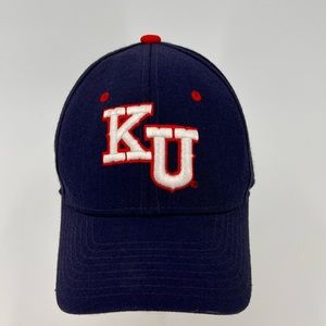 Vintage Kansas Jayhawks Blue NCAA Fitted Zephyr Baseball Cap Hat Size 7 1/8